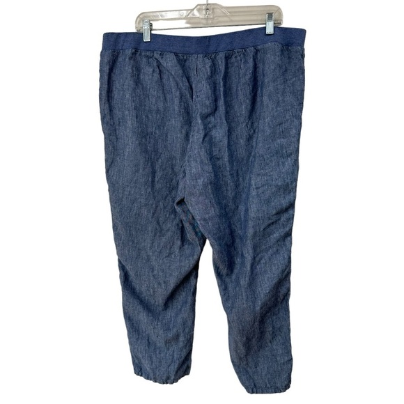J. Jill Love Linen Blue Flowy Comfort Pants, XL - Picture 3 of 5